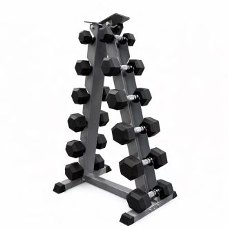 5-30 lbs Rubber Hex Dumbbell Set with 6 Pairs Dumbbell Rack