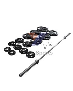 300LB Rubber Grip Olympic Plate + Bar Set