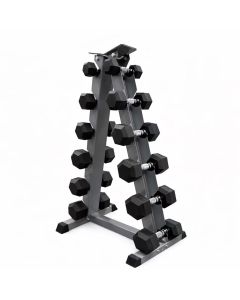 5-30 lbs Rubber Hex Dumbbell Set with 6 Pairs Dumbbell Rack